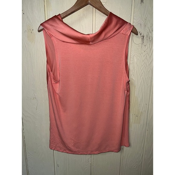Peach Fuzz Eloquii PLUS 14W Drape Cowl Neck Tank TOP Faux Silk Blouse Shell 1X - Picture 4 of 8